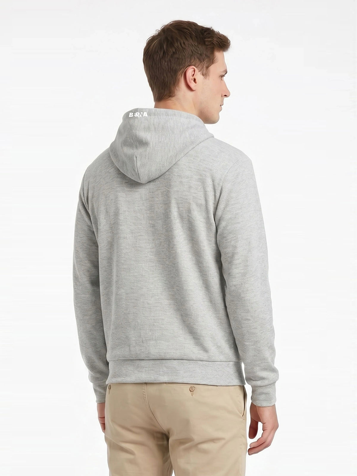 FELPA BASIC CON TASCA A MARSUPIO E LOGO E LACCIO IN CONTRASTO - REGULAR FIT M-262068.GRI