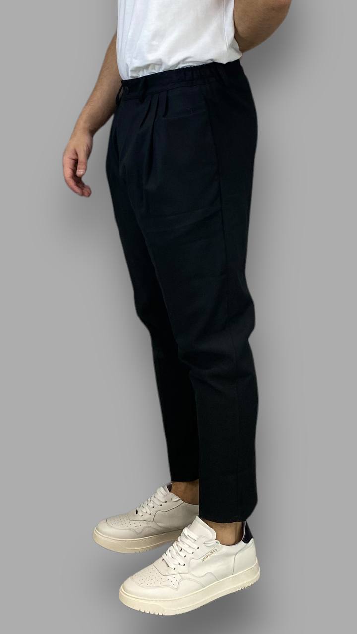 PANTALONE IN VISCOSA CON DOPPIA PINCE E COULISSE SUI FIANCHI - SLIM FIT