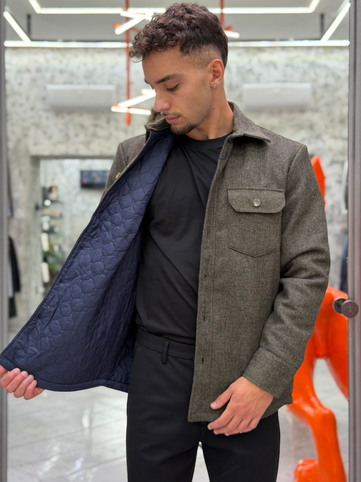 OVERSHIRT IN FLANELLA CON TRAPUNTA ALL'INTERNO - REGULAR FIT 27W16OS FLA820.VMIL