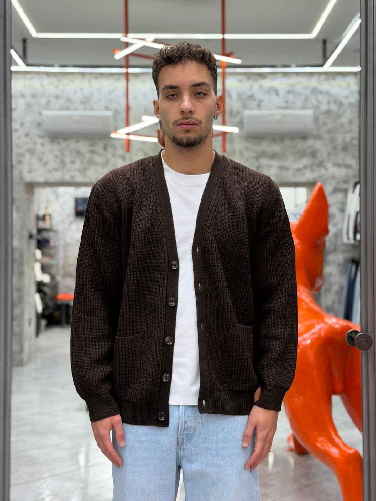 CARDIGAN IN MISTO LANA FINEZZA 10 COSTA INGLESE CON TASCHE A TOPPA - REGULAR FIT MK2900051.MOR
