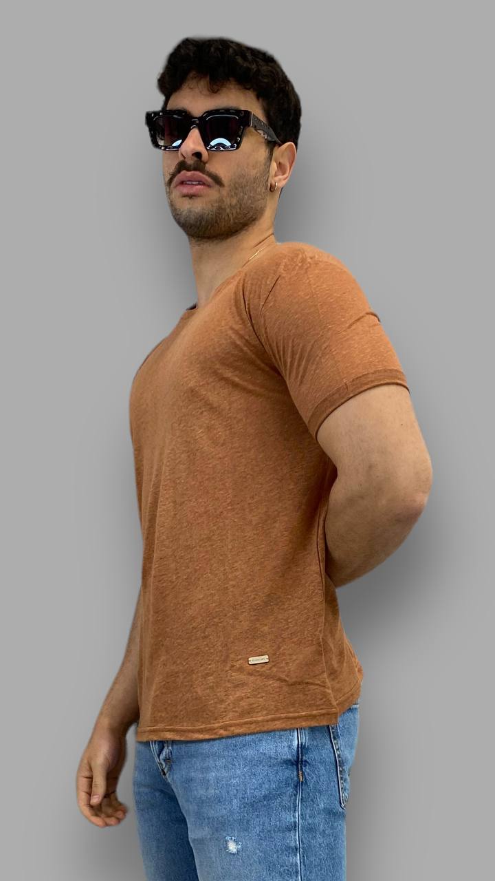 T-SHIRT BASIC IN 100% LINO - REGULAR FIT