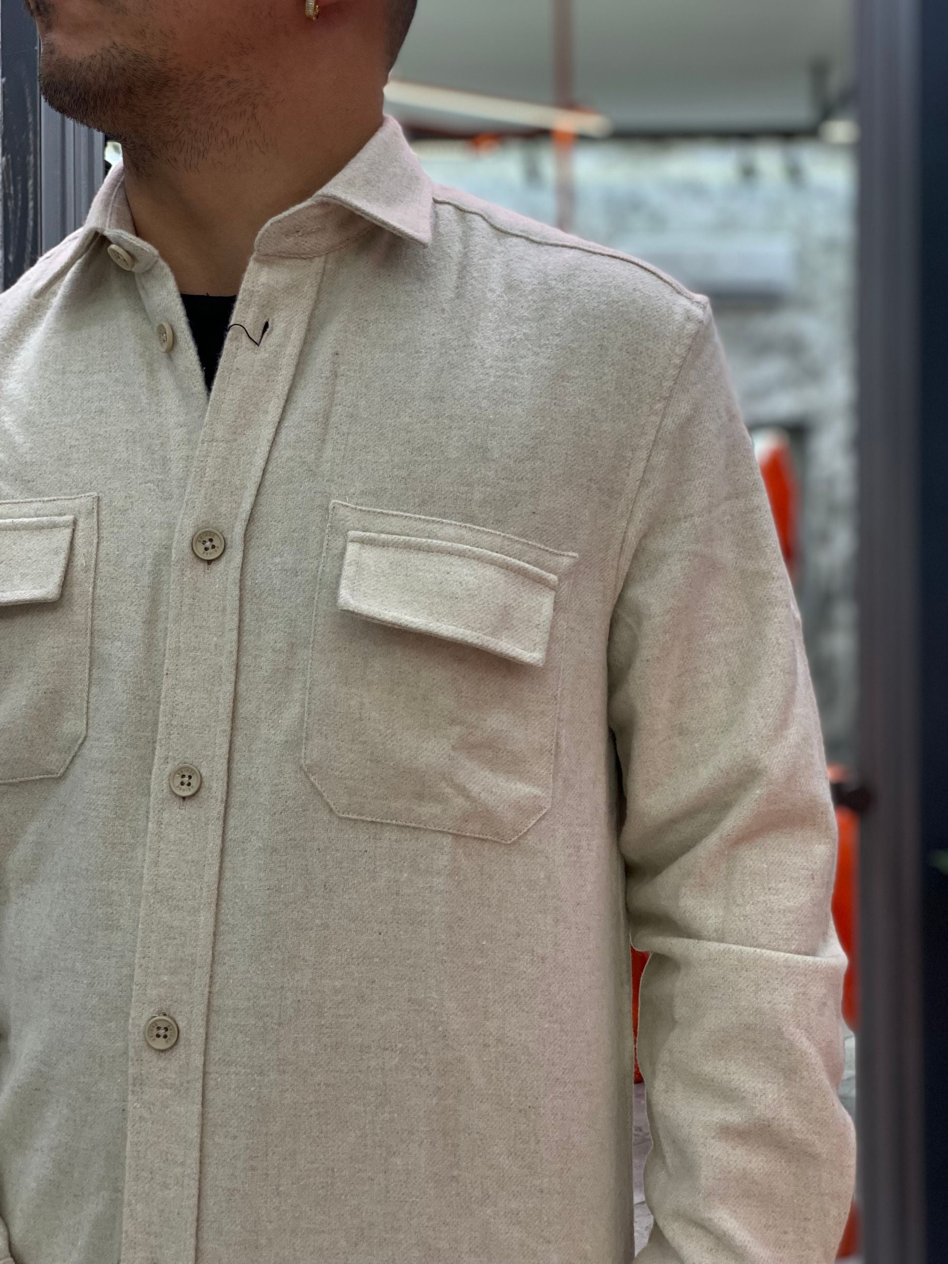 OVERSHIRT IN FLANELLA CON TASCONI - REGULAR FIT CI1064SS.BEI