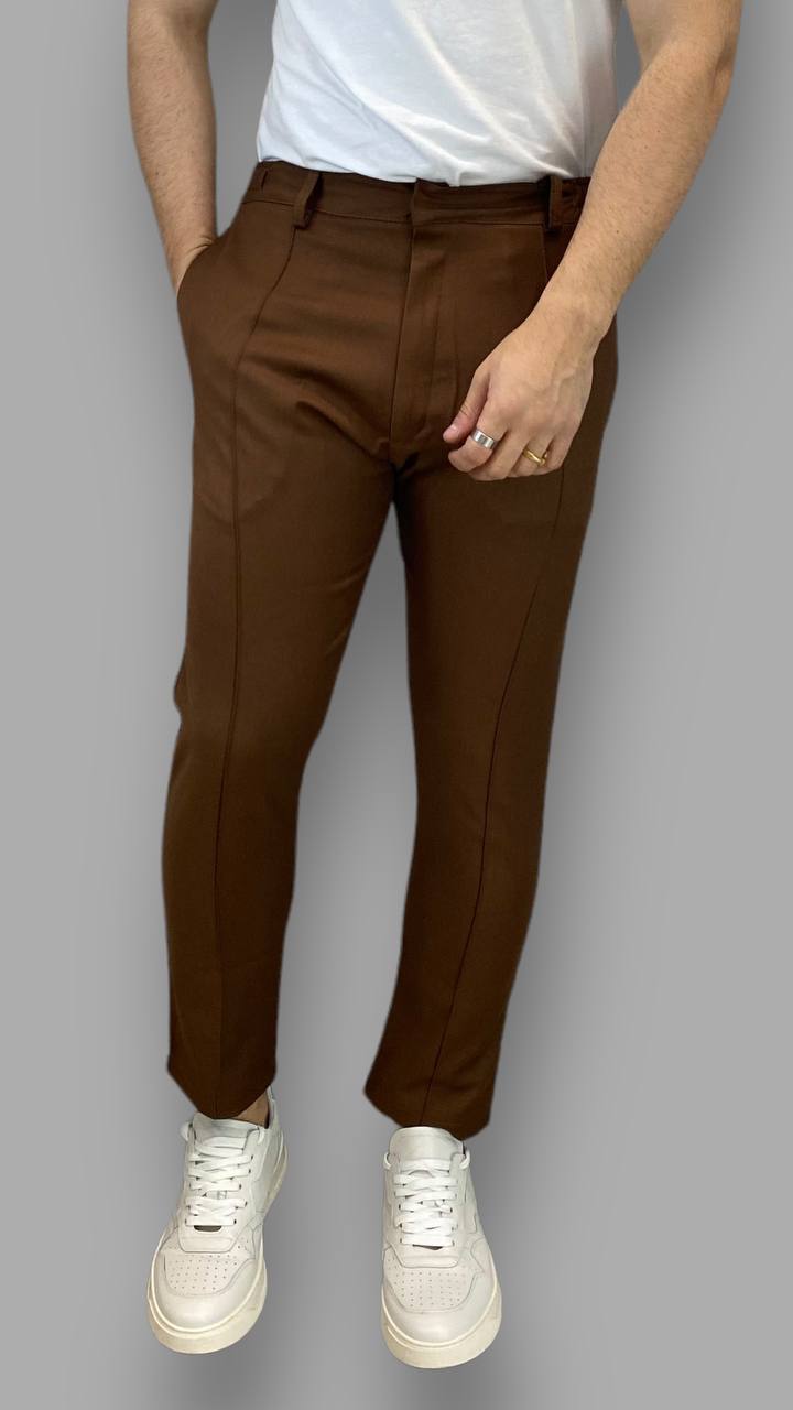 PANTALONI IN VISCOSA CON RIGA CENTRALE E COULISSE SUI FIANCHI - SLIM FIT