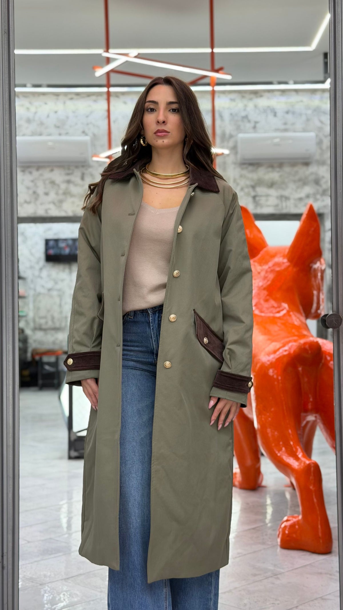PARKA LUNGO MODELLO BARBOUR - REGULAR FIT GLD9013JW.MIL