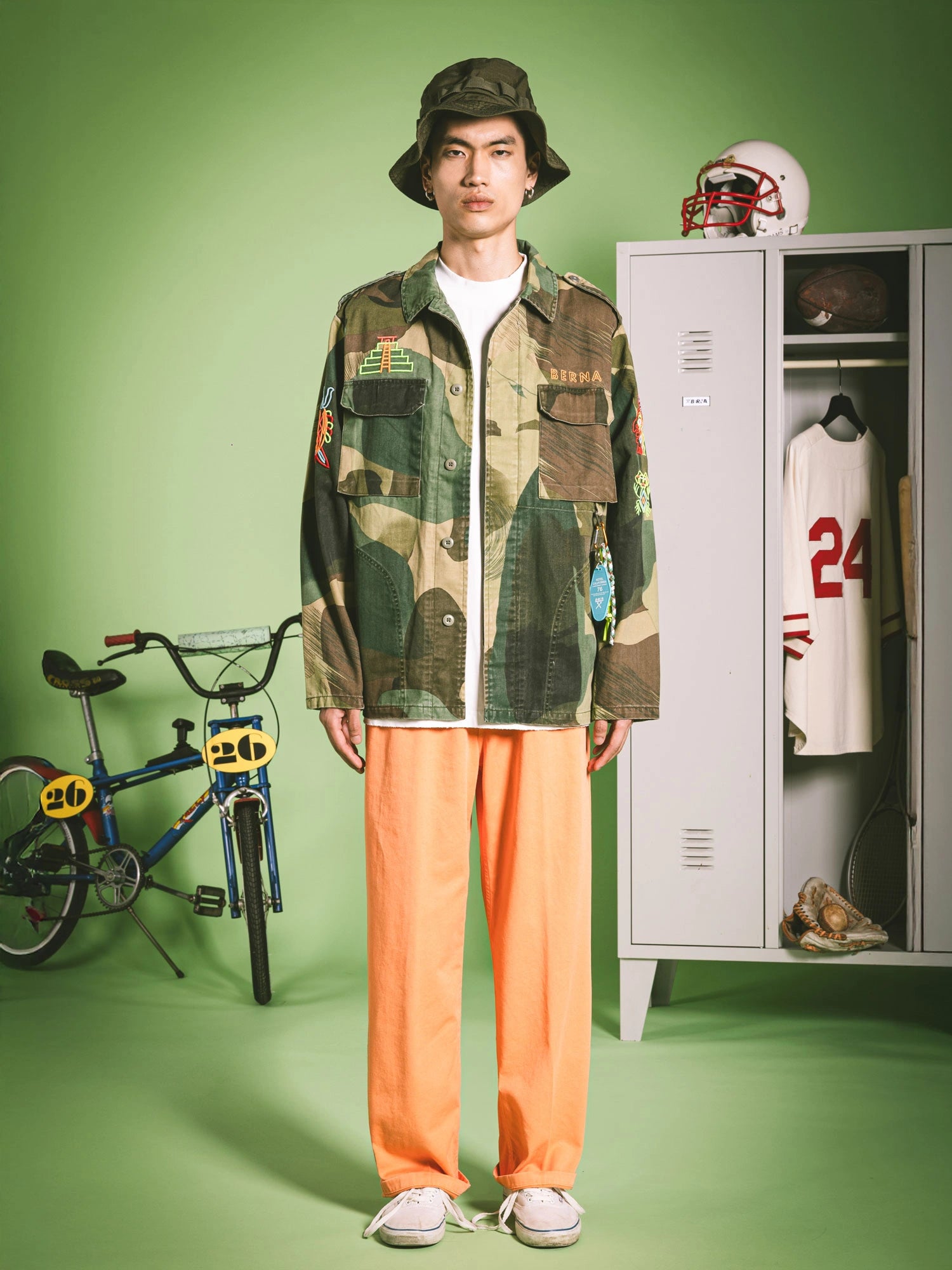 OVERSHIRT CAMOUFLAGE MANICA LUNGA CON RICAMI AZTECHI COLORATI - RELAXED FIT M-261284