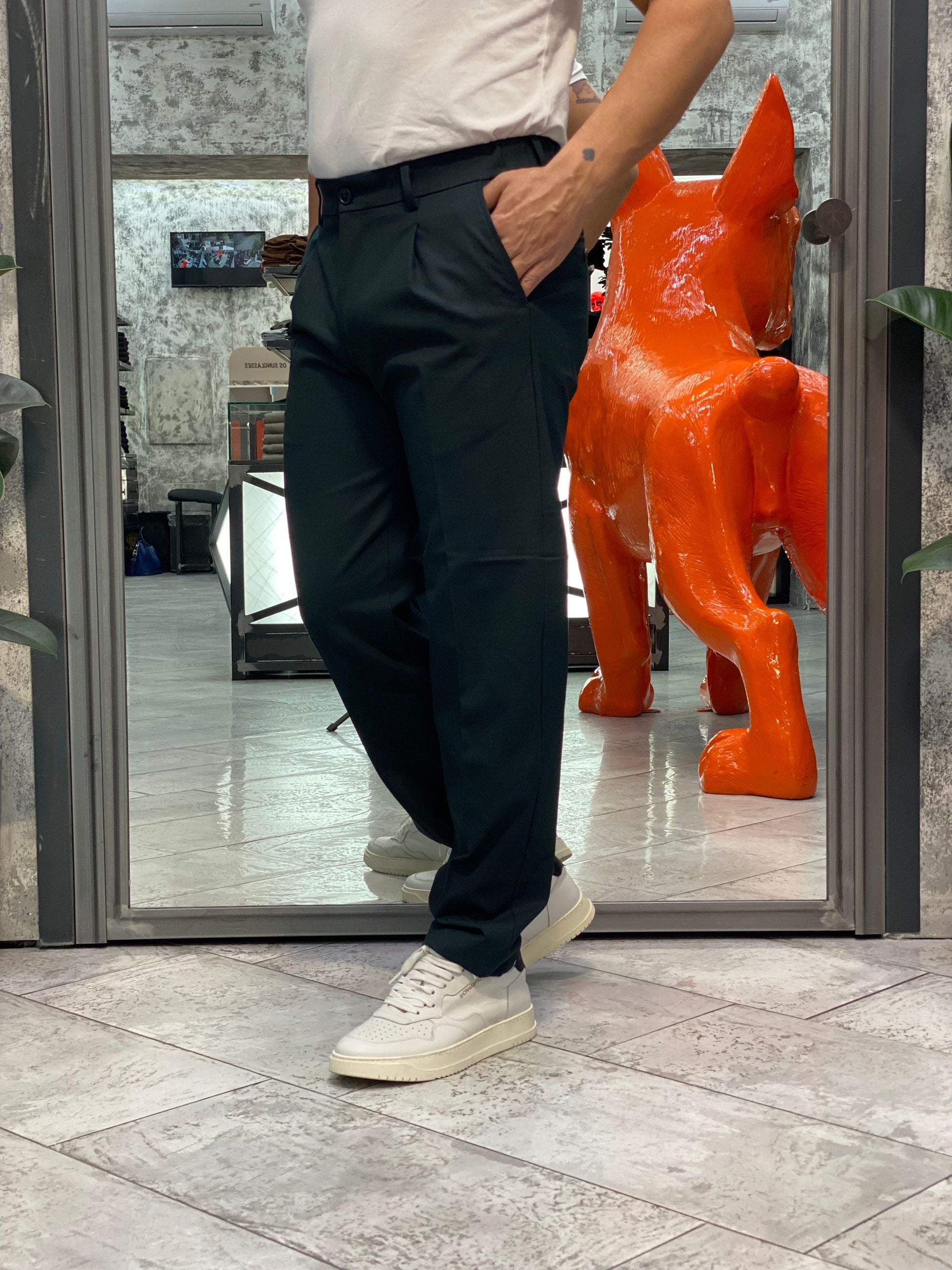 PANTALONE DA COMPLETO IN TESSUTO  ELASTICIZZATO CON PINCE E COULISSE IN VITA - REGULAR FIT PSI1450SS.FOR