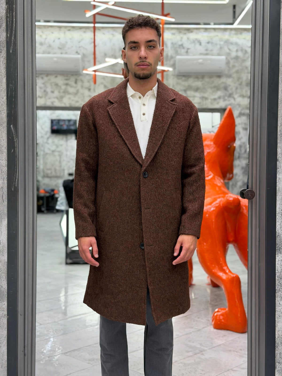 CAPPOTTO MONOPETTO 3 BOTTONI CON REVERS A LANCIA - OVERSIZE FIT GLW3020TR.MOR