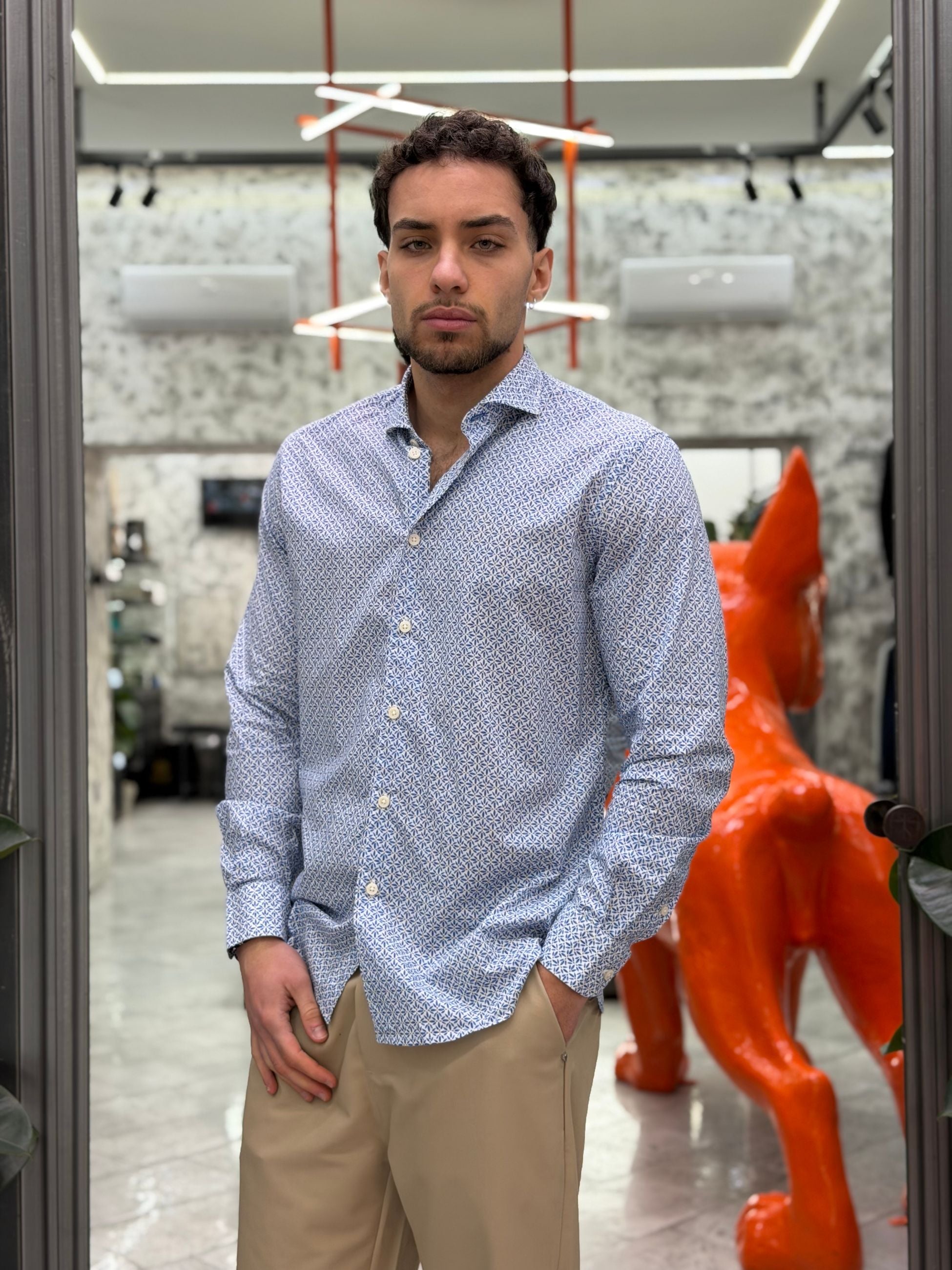 CAMICIA MANICA LUNGA IN COTONE MICRO FANTASIA - REGULAR FIT FIO4237