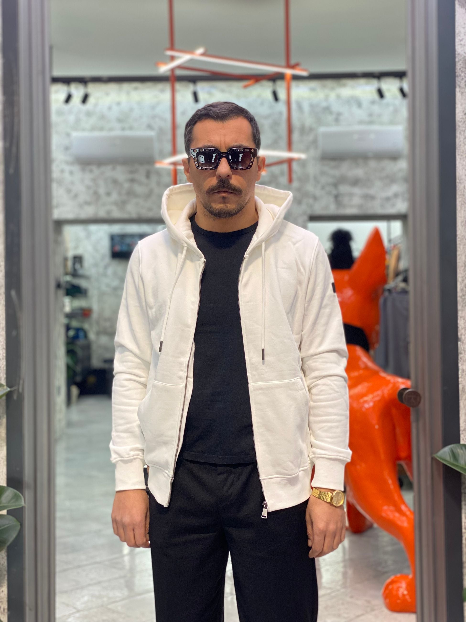 FELPA ZIP CON CAPPUCCIO BASIC - REGULAR FIT GL2243F-F25.BIA