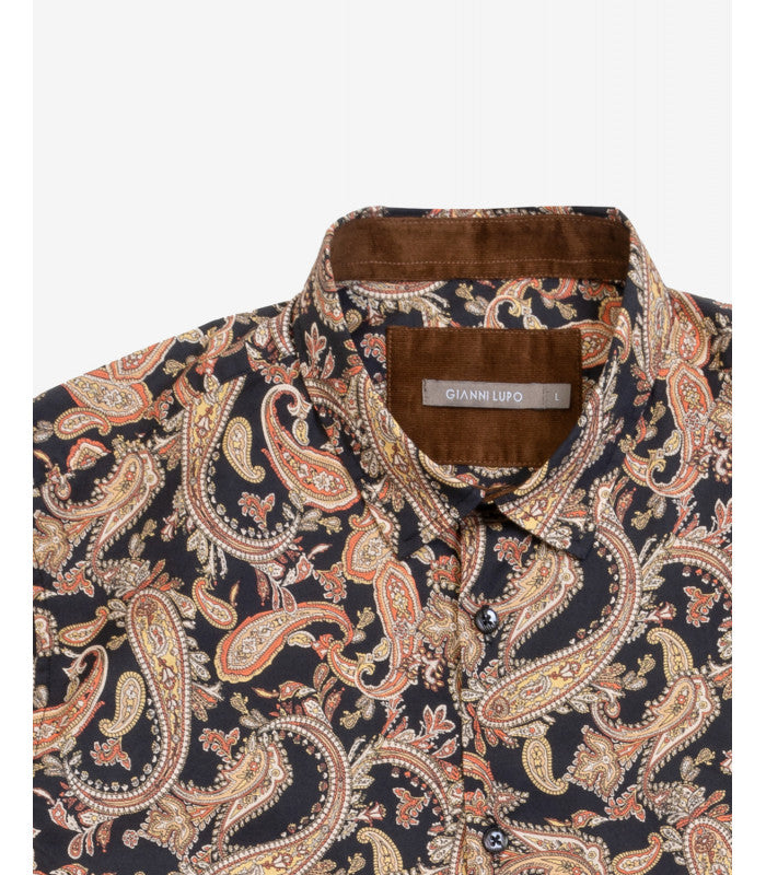 CAMICIA SLIM FIT IN COTONE ELASTICIZZATO FANTASIA CACHEMIRE