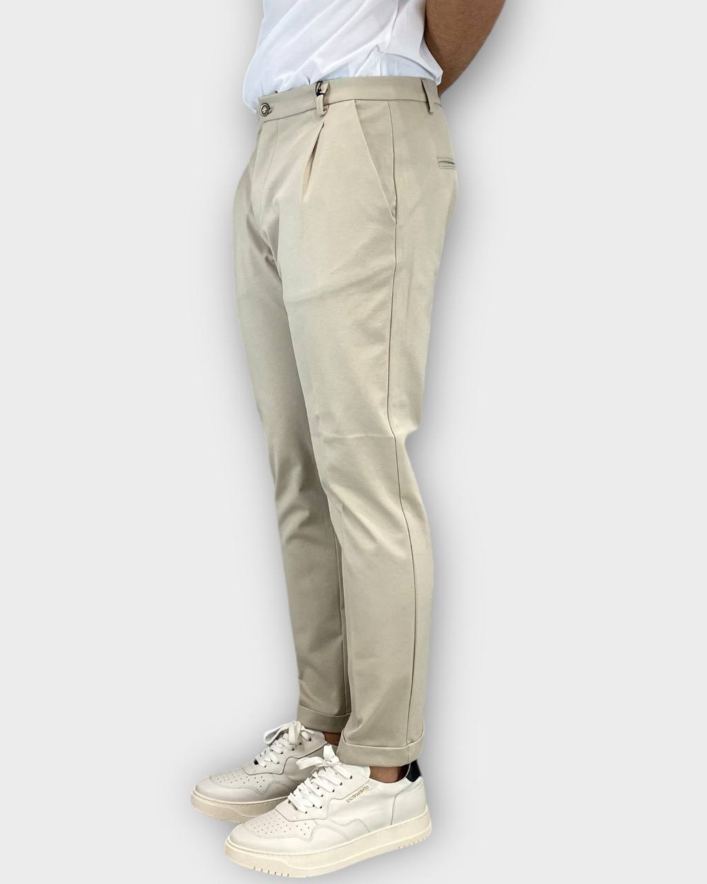 PANTALONE DA ABITO IN TESSUTO PUNTO MILANO ELASTICIZZATO, TASCA AMERICA - SLIM FIT