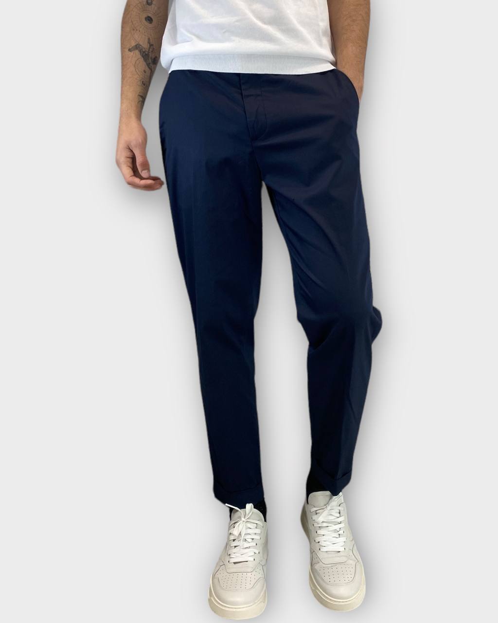 PANTALONE CROPPED IN COTONE RASATELLO ELASTICIZZATO