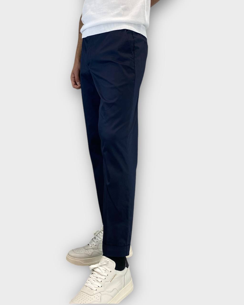 PANTALONE CROPPED IN COTONE RASATELLO ELASTICIZZATO