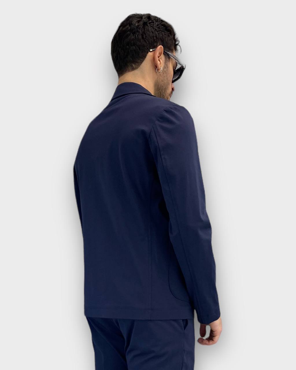 GIACCA DA ABITO MONOPETTO IN TESSUTO PUNTO MILANO ELASTICIZZATO CON TASCHE A TOPPA - SLIM FIT