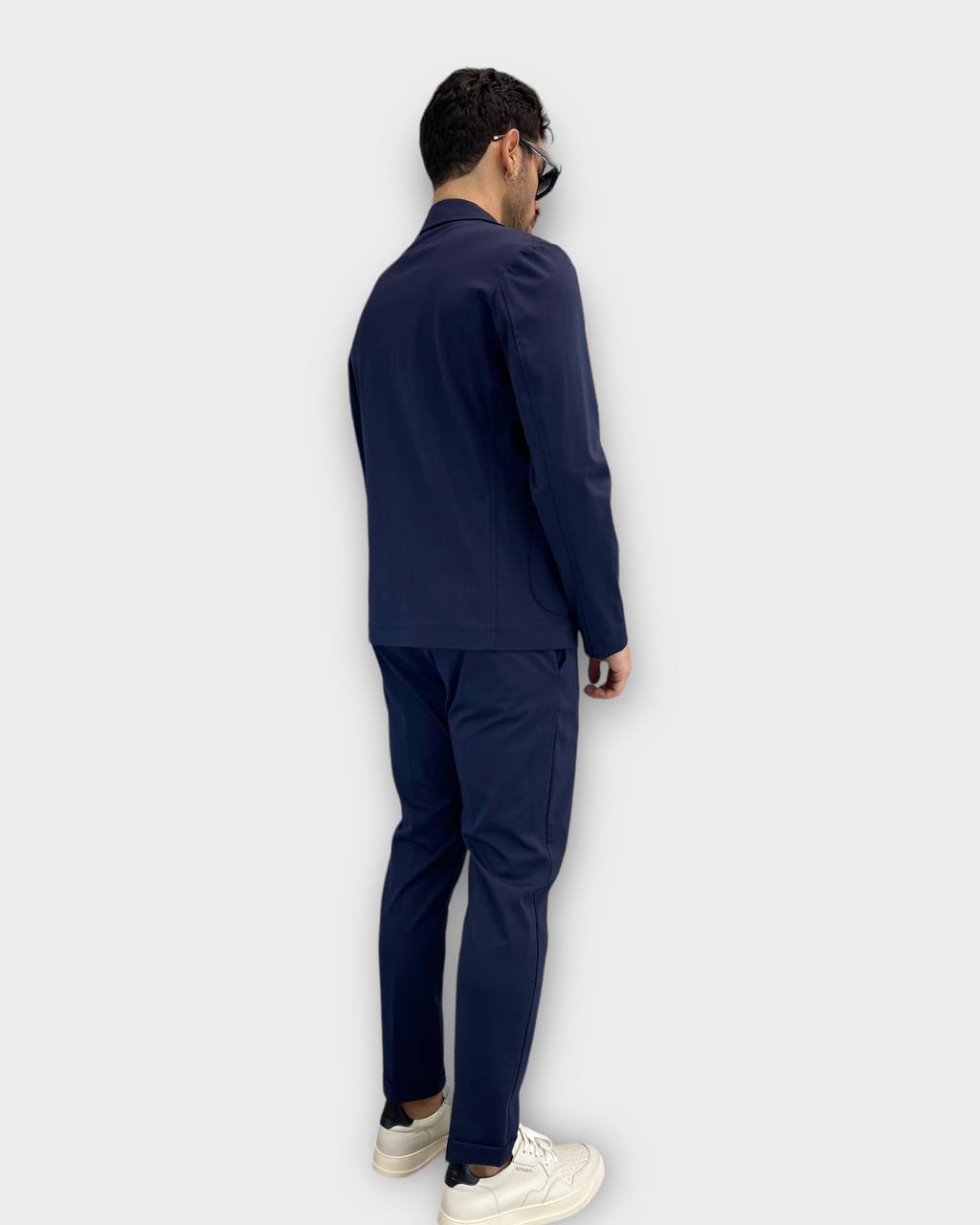 GIACCA DA ABITO MONOPETTO IN TESSUTO PUNTO MILANO ELASTICIZZATO CON TASCHE A TOPPA - SLIM FIT