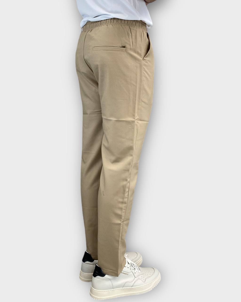 PANTALACCIO CON COULISSE ED ACCESSORIO CATENA REMOVIBILE IN MORBIDO TESSUTO MISTO VISCOSA - COMFORT FIT