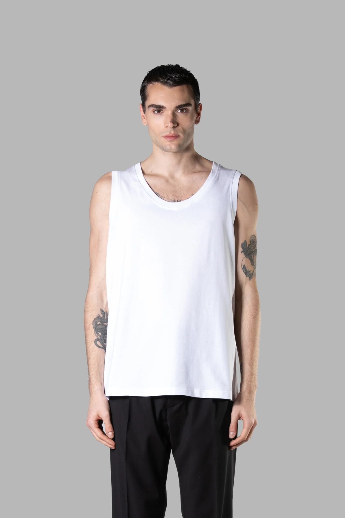 CANOTTA BASIC GIROCOLLO AMPIO IN 100% COTONE - REGULAR FIT